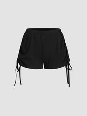 Drawstring Crop Cami Top & Low Rise Drawstring Micro Shorts Set