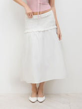 Cotton-blend Mid Rise Shirred Midi Skirt