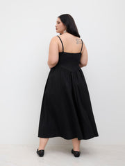 Linen-blend Square Neck Broderie Anglaise Ruffle Maxi Dress Curve & Plus