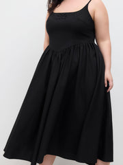 Linen-blend Square Neck Broderie Anglaise Ruffle Maxi Dress Curve & Plus
