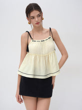 Square Neck Embroidery Lettuce Trim Cami Top