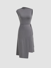 Two Way Asymmetrical Neck Wrap Knotted Midi Dress