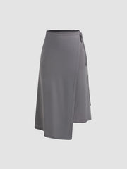 Two Way Asymmetrical Neck Wrap Knotted Midi Dress