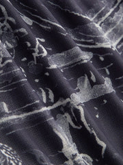 Mesh Abstract Print Ruched Tank Top