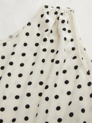 Boat Neck Polka Dot Ruched Bodysuit & Mid Rise Pocket Trousers With Belt