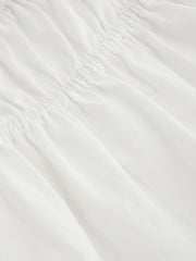 100% Cotton Broderie Anglaise Tie Front Bow Top & Voluminous 100%Cotton Mid Rise Knotted Ruffle Midi Skirt