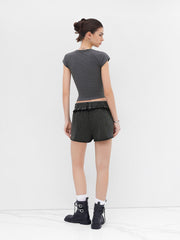 100% Cotton Mid Rise Elastic Waist Micro Shorts