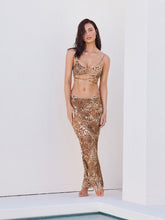 U-neckline Leopard Tie Back Bracelet Bikini Set With Sarong
