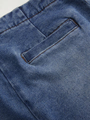 Stretch Denim Low Rise Straight Leg Capri Jeans