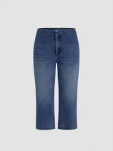 Stretch Denim Low Rise Straight Leg Capri Jeans