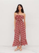 Bandeau Floral Ruffle Hem Wide Leg Jumpsuit