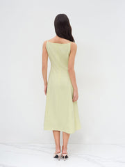 Boat Neck Ruffle Bowknot Midi Dress