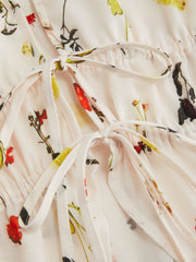Halter Neckline Floral Tie Front Bow Top