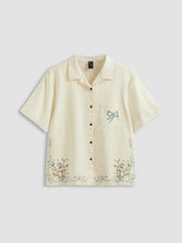 Cotton-blend Floral Button Up Shirt