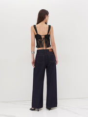 Lace V-neck Floral Tie Back Tank Top