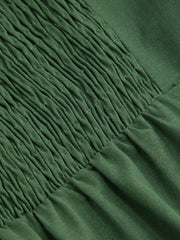 Linen-blend Square Neck Button Through Shirred Midi Dress Curve & Plus