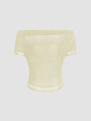 Off-shoulder Ruched Short Sleeve Tee & Cami Top & The Micro Short