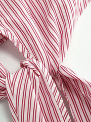 Boat Neck Striped Knotted Tank Top Curve & Plus