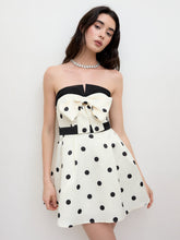 Satin Tube Polka Dot Bowknot Mini Dress
