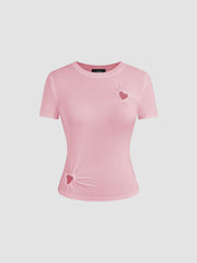 Round Neckline Heart Cut Out Top