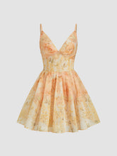 Square Neck Floral Ruffle Mini Cami Dress