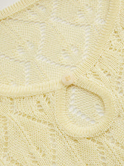 Knit Round Neckline Cut Out Crochet Cover Up Dress