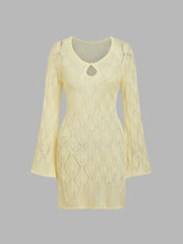 Knit Round Neckline Cut Out Crochet Cover Up Dress