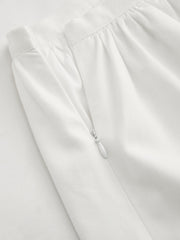 Linen-blend Halter Neckline Stand Collar Backless Knotted Top With Maxi Skirt