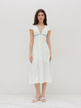 V-neck Floral Button Midi Dress