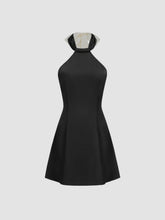 Satin Halter Neckline Bowknot Mini Dress