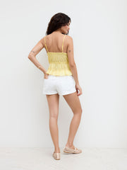 V-neck Shirred Tiered Cami Top