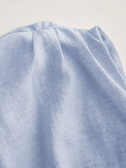 Linen-blend Asymmetrical Neck Two Tone Ruched Top