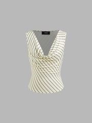 Cowl Neck Stripe Tank Top