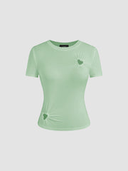 Round Neckline Heart Cut Out Top