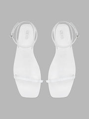 BOW & ADJUSTABLE STRAP FAUX LEATHER FLAT SANDALS