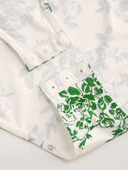 Square Neck Floral Ruched Bodysuit