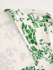 Square Neck Floral Ruched Bodysuit