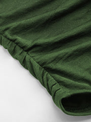 Asymmetrical Neck Ruched Lettuce Trim Tee