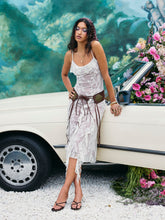 Lace V-neck Floral Ruffle Hem Maxi Dress