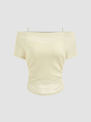 Off-shoulder Ruched Short Sleeve Tee & Cami Top