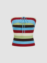 Knit Stripe Colorblock Knotted Crop Bandeau Top