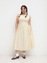 Linen-blend Boat Neck Backless Ruffle Hem Midi Dress Curve & Plus