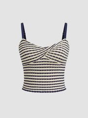 Knit Sweetheart Stripe Crop Cami Top