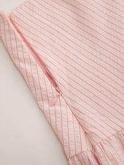 Cotton-blend Mid Rise Stripe Tiered Maxi Skirt