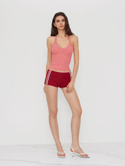 Halter Neckline Stripe Knotted Cami Top