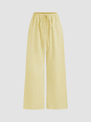 Drawstring Pull-On Linen Pant