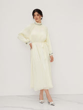 Stand Collar Sequin Detail Knotted Ruffle Maxi Dress