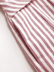 Cotton-blend V-neck Striped Knotted Wide Leg Jumpsuit