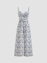 Floral Shirred Cropped Wide Leg Jumpsuit