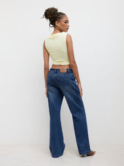 Boat Neck Knotted Asymmetrical Hem Ruched Tank Top